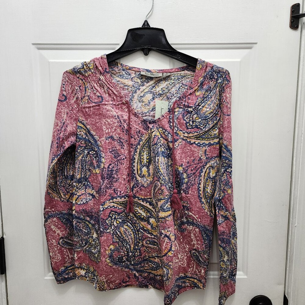 NWT Jason Maxwell Women's Paisley Print V-Neck Blouse Size S
